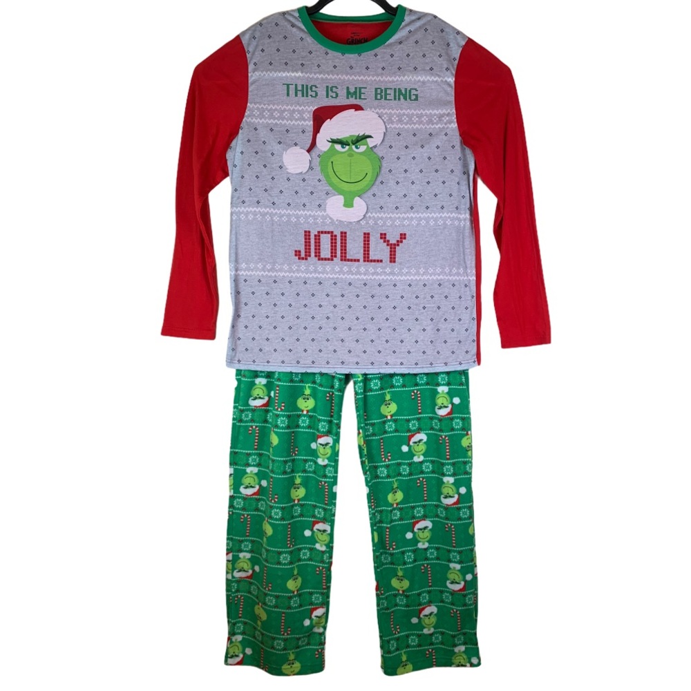 Dr. Seuss Grinch Christmas Pajama Set Large EUC